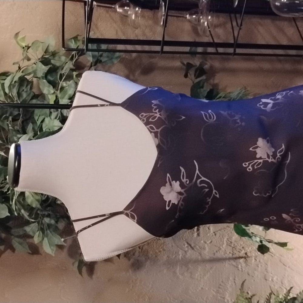 Vintage Interi Fashions USA Floral Lace-up Spaghetti Strap Babydoll Dress
